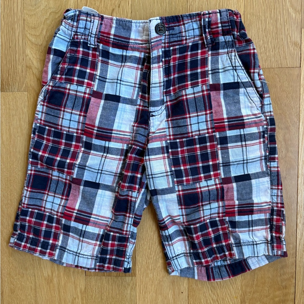 CRAZY 8 Boy Plaid Shorts blue red white size 7